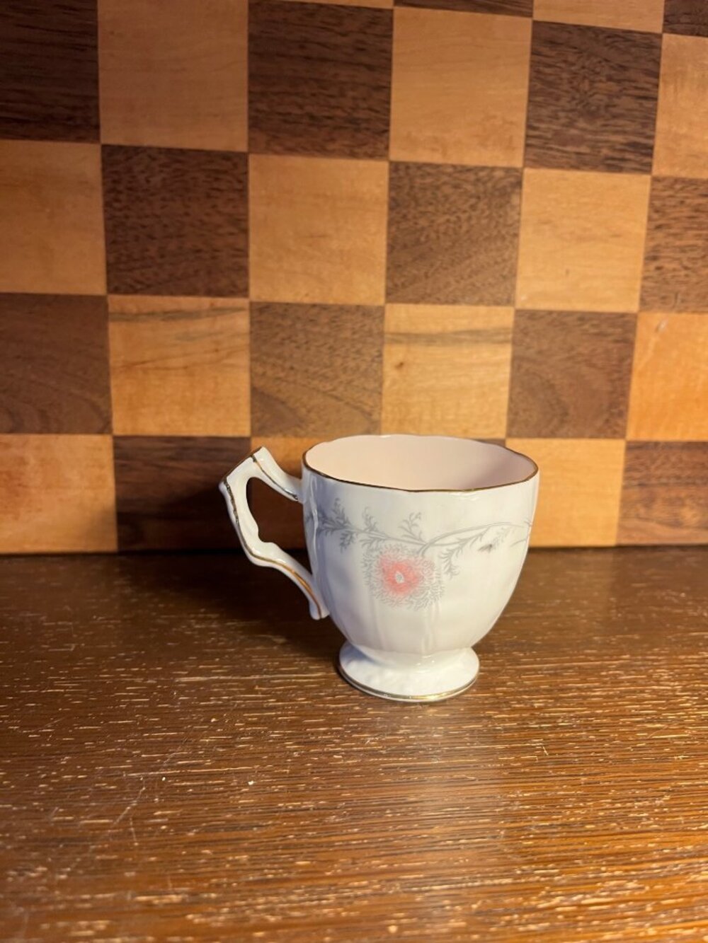 Pink Floral Footed Pedestal Teacup A1118
